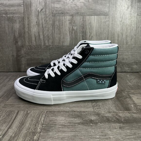 Vans Sk8-Hi Men's 6/Women's size 7.5 Black Dusty Green Skate Shoes - Picture 2 of 8
